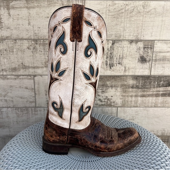 Stetson Distressed Leather Western Cowboy Boots - Picture 3 of 16
